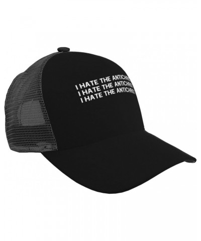 I Hate The Antichrist Baseball Cap for Men Women Adjustable Mesh Trucker Hat Black $17.46 Baseball Caps