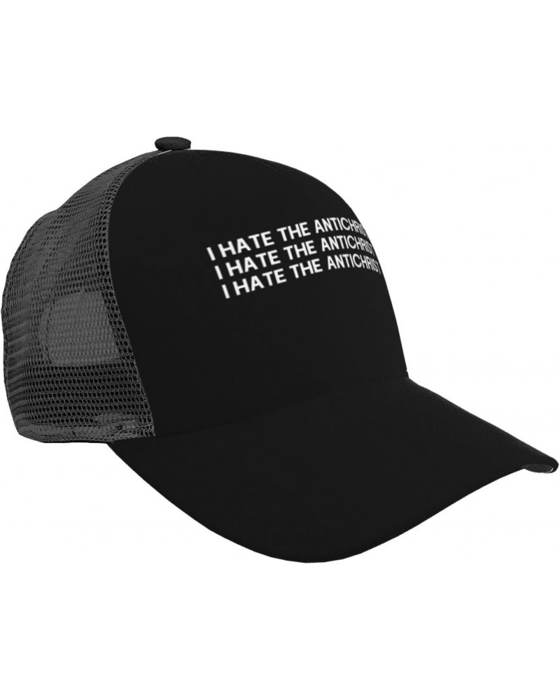 I Hate The Antichrist Baseball Cap for Men Women Adjustable Mesh Trucker Hat Black $17.46 Baseball Caps