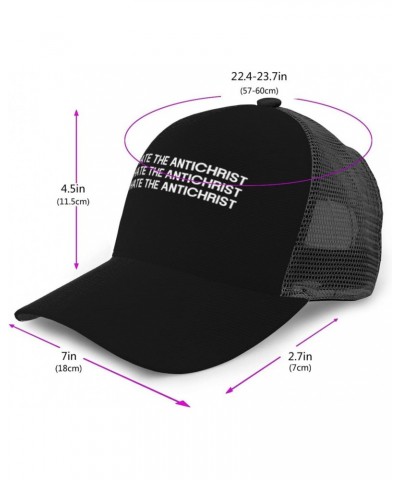 I Hate The Antichrist Baseball Cap for Men Women Adjustable Mesh Trucker Hat Black $17.46 Baseball Caps