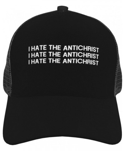 I Hate The Antichrist Baseball Cap for Men Women Adjustable Mesh Trucker Hat Black $17.46 Baseball Caps