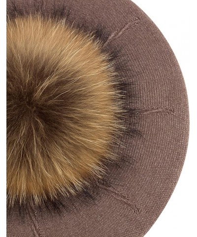 Plush Berets for Women Warm Solid Color Soft Elastic Winter Hats Girls Female Ladies Cap with Fur Pom Pom Red B $17.97 Berets