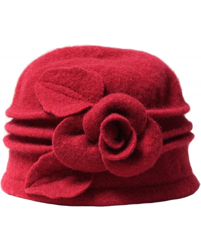 Fedoras Beret Hats for Women Pure Wool Dome Winter Floral Casual Warm Womens Berets Lady Autumn Soft Girls Red $13.77 Berets