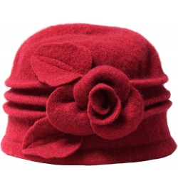 Fedoras Beret Hats for Women Pure Wool Dome Winter Floral Casual Warm Womens Berets Lady Autumn Soft Girls Red $13.77 Berets