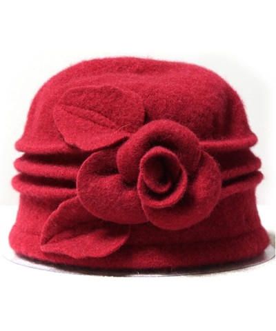 Fedoras Beret Hats for Women Pure Wool Dome Winter Floral Casual Warm Womens Berets Lady Autumn Soft Girls Red $13.77 Berets