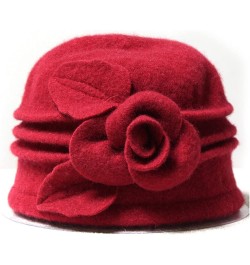 Fedoras Beret Hats for Women Pure Wool Dome Winter Floral Casual Warm Womens Berets Lady Autumn Soft Girls Red $13.77 Berets