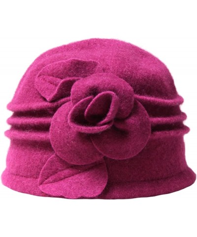 Fedoras Beret Hats for Women Pure Wool Dome Winter Floral Casual Warm Womens Berets Lady Autumn Soft Girls Red $13.77 Berets