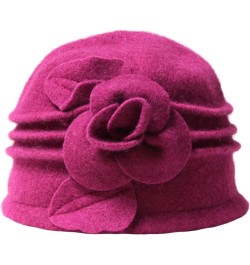 Fedoras Beret Hats for Women Pure Wool Dome Winter Floral Casual Warm Womens Berets Lady Autumn Soft Girls Red $13.77 Berets