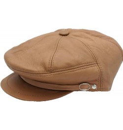 Lukkizara Genuine Leather Newsboy Ivy League Classic Flat Cap Tan $21.60 Newsboy Caps