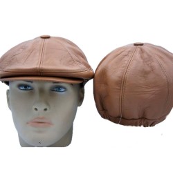 Lukkizara Genuine Leather Newsboy Ivy League Classic Flat Cap Tan $21.60 Newsboy Caps