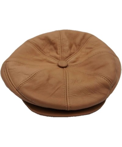 Lukkizara Genuine Leather Newsboy Ivy League Classic Flat Cap Tan $21.60 Newsboy Caps