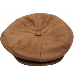 Lukkizara Genuine Leather Newsboy Ivy League Classic Flat Cap Tan $21.60 Newsboy Caps