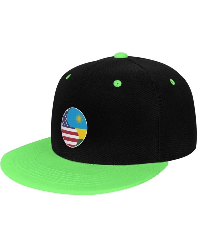 Yin Yang Flag Combination of America and Rwanda Snapback Hat for Men Women Baseball Cap Trucker Flat Bill Hats Dad Caps Green...