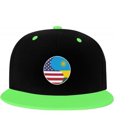 Yin Yang Flag Combination of America and Rwanda Snapback Hat for Men Women Baseball Cap Trucker Flat Bill Hats Dad Caps Green...