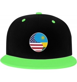 Yin Yang Flag Combination of America and Rwanda Snapback Hat for Men Women Baseball Cap Trucker Flat Bill Hats Dad Caps Green...