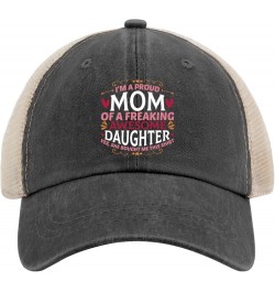 I'm A Proud Mom of A Freaking Awesome Daughter Baseball Cap Funny Hat AllBlack Black Hats for Men Gifts for Mom Sun Allblack ...