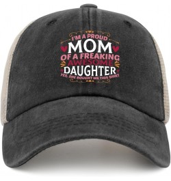 I'm A Proud Mom of A Freaking Awesome Daughter Baseball Cap Funny Hat AllBlack Black Hats for Men Gifts for Mom Sun Allblack ...