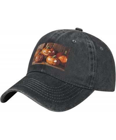 Black Fall Pumpkins Picture Adult Classic Denim hat : Comfortable, Light Unisex Suitable for Outdoor Sports Travel Black $14....