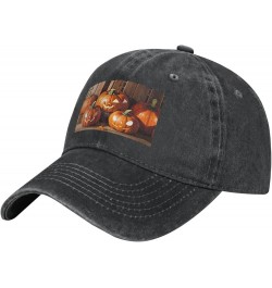 Black Fall Pumpkins Picture Adult Classic Denim hat : Comfortable, Light Unisex Suitable for Outdoor Sports Travel Black $14....