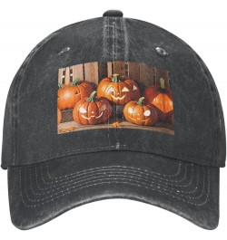 Black Fall Pumpkins Picture Adult Classic Denim hat : Comfortable, Light Unisex Suitable for Outdoor Sports Travel Black $14....