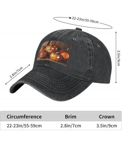 Black Fall Pumpkins Picture Adult Classic Denim hat : Comfortable, Light Unisex Suitable for Outdoor Sports Travel Black $14....