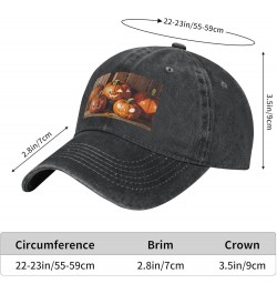 Black Fall Pumpkins Picture Adult Classic Denim hat : Comfortable, Light Unisex Suitable for Outdoor Sports Travel Black $14....