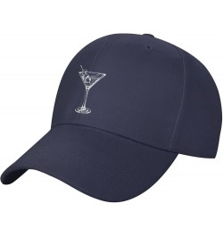 Martini Glass Hat Curved Brim Baseball Cap Adjustable Polo Style Dad Hat Black Navy Blue $10.55 Baseball Caps