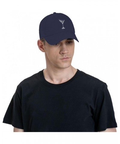 Martini Glass Hat Curved Brim Baseball Cap Adjustable Polo Style Dad Hat Black Navy Blue $10.55 Baseball Caps