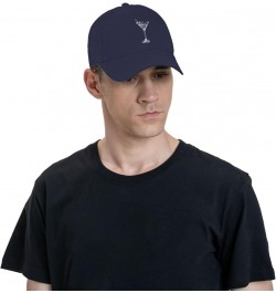 Martini Glass Hat Curved Brim Baseball Cap Adjustable Polo Style Dad Hat Black Navy Blue $10.55 Baseball Caps