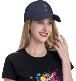 Martini Glass Hat Curved Brim Baseball Cap Adjustable Polo Style Dad Hat Black Navy Blue $10.55 Baseball Caps