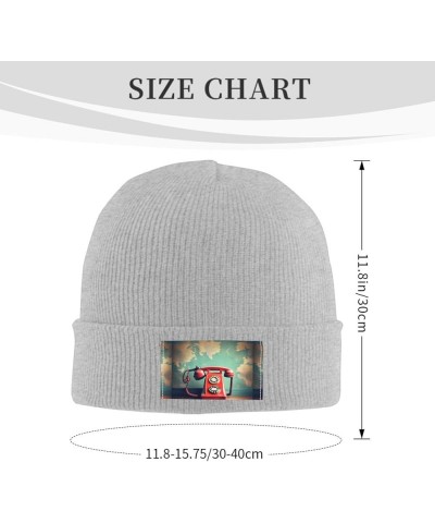 England UK Retro London Telephone Print Multifunction Knitted Hat Beanie Hat Without Brim,Warm Hat Christmas,Birthdays Gray $...