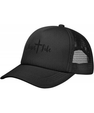 Christ Life, Cross, Christian, Jesus, Believe, God Trucker Hat Mesh Baseball Cap Men Ponytail Hat Women Dad Hat Black Black $...