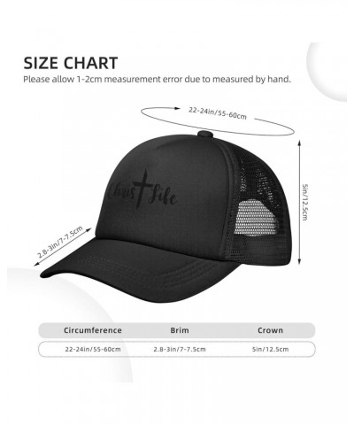 Christ Life, Cross, Christian, Jesus, Believe, God Trucker Hat Mesh Baseball Cap Men Ponytail Hat Women Dad Hat Black Black $...