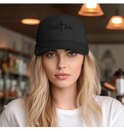 Christ Life, Cross, Christian, Jesus, Believe, God Trucker Hat Mesh Baseball Cap Men Ponytail Hat Women Dad Hat Black Black $...