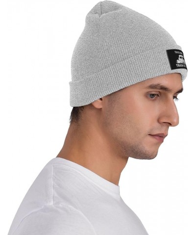 Take Em to The Train Station Winter Beanie Hats for Men Women,Warm Cozy Knitted Cuffed Skull Cap Gray $9.22 Skullies & Beanies