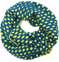 Two Tone Warm Winter Knit Infinity Scarf Dark Teal & Yellow $12.17 Scarves