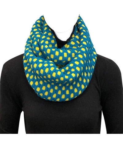 Two Tone Warm Winter Knit Infinity Scarf Dark Teal & Yellow $12.17 Scarves