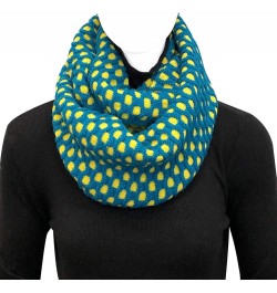 Two Tone Warm Winter Knit Infinity Scarf Dark Teal & Yellow $12.17 Scarves