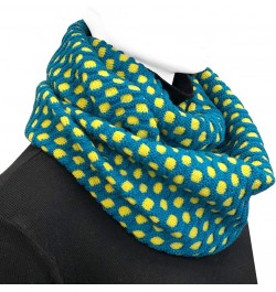 Two Tone Warm Winter Knit Infinity Scarf Dark Teal & Yellow $12.17 Scarves