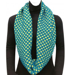 Two Tone Warm Winter Knit Infinity Scarf Dark Teal & Yellow $12.17 Scarves