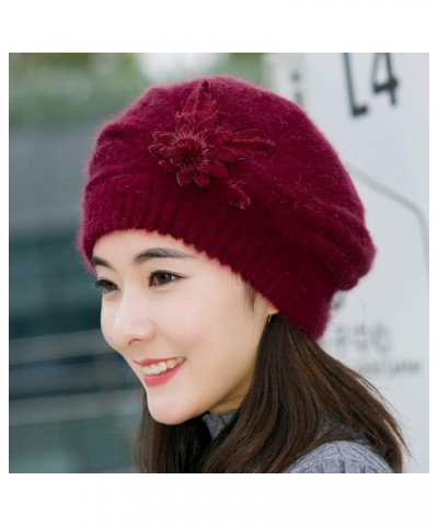 Men Winter Knit Hats Soft Warm Stretchy Cap Unisex Cuffed Plain Hat for Men Gifts Christmas Wine $8.06 Skullies & Beanies