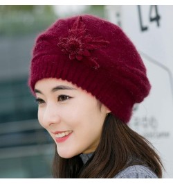 Men Winter Knit Hats Soft Warm Stretchy Cap Unisex Cuffed Plain Hat for Men Gifts Christmas Wine $8.06 Skullies & Beanies