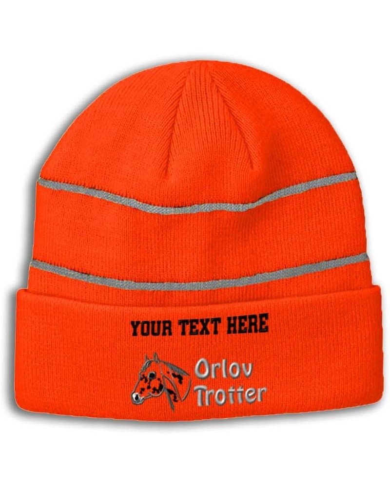 Custom Reflective Beanie Orlov Trotter High Visibility Running Gear Skull Cap for Men & Women 1 Size Neon Orange Personalized...