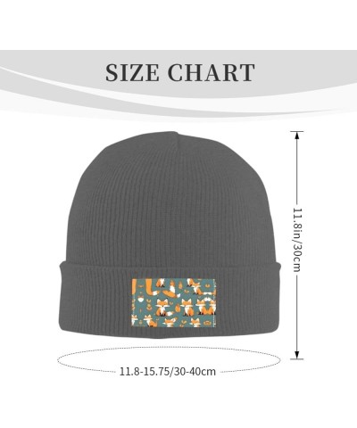 Yellow Foxs Pattern Black Warm aldult Knit Hat Cap : Soft Good Elasticity Suitable for Daily and Outdoor Sports Deep Heather ...