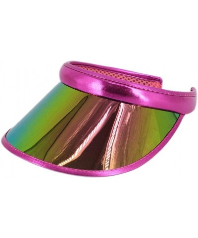 Women Sun Visors Hologram Wide Brim Thicker Sweatband UV Protective Sportswear Visors Sunhat Rose Red $15.89 Visors