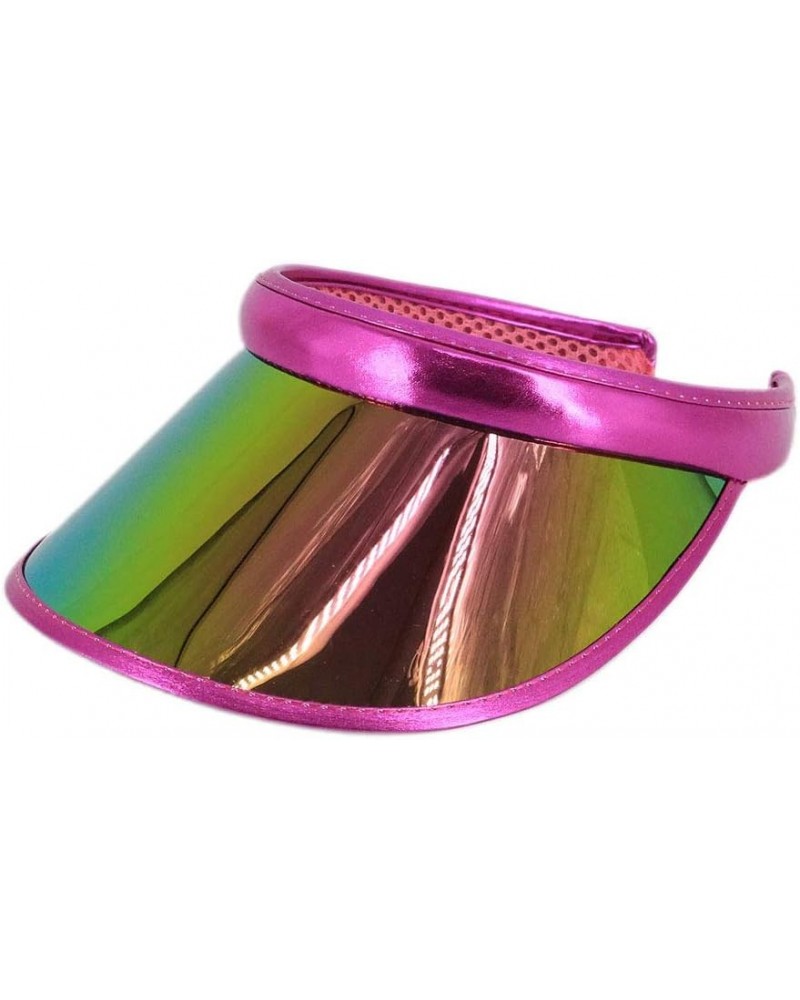 Women Sun Visors Hologram Wide Brim Thicker Sweatband UV Protective Sportswear Visors Sunhat Rose Red $15.89 Visors