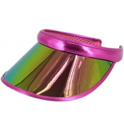 Women Sun Visors Hologram Wide Brim Thicker Sweatband UV Protective Sportswear Visors Sunhat Rose Red $15.89 Visors