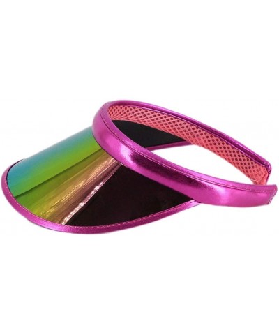 Women Sun Visors Hologram Wide Brim Thicker Sweatband UV Protective Sportswear Visors Sunhat Rose Red $15.89 Visors