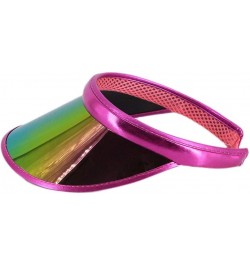 Women Sun Visors Hologram Wide Brim Thicker Sweatband UV Protective Sportswear Visors Sunhat Rose Red $15.89 Visors