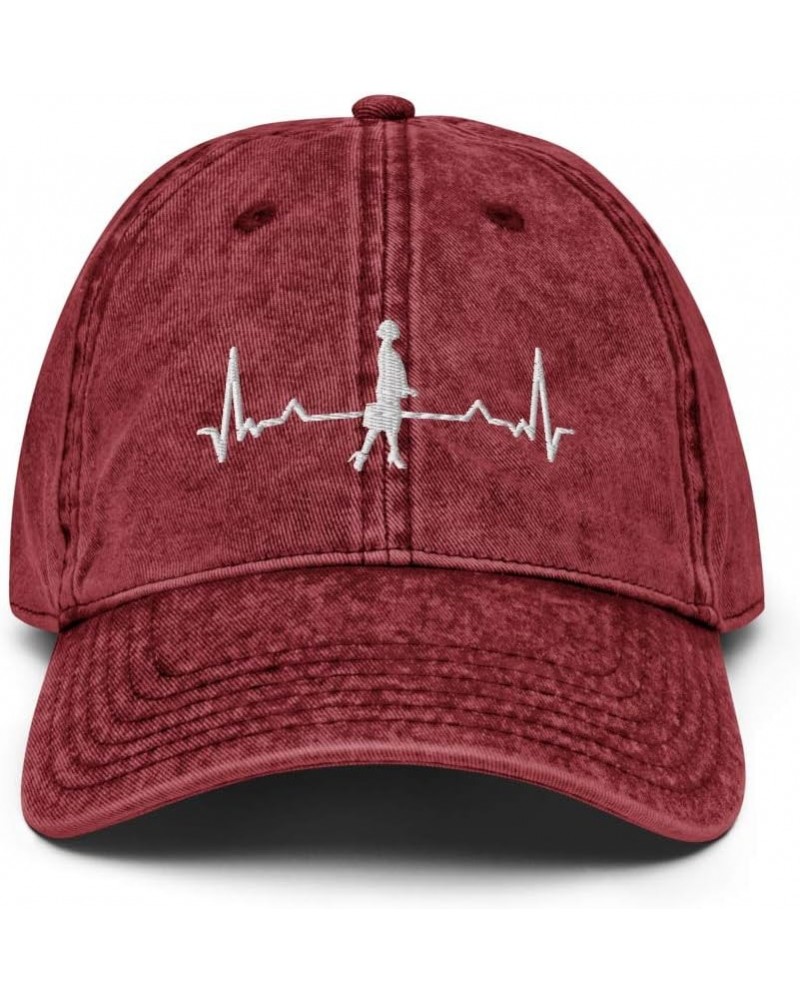 Bussinesswoman Heartbeat Funny Gift Vintage Cotton Twill Cap Hat Maroon $19.00 Baseball Caps