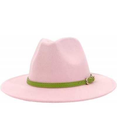 Fedora Hat Soft Woolen Felt Fashion Panama Hats Packable Wide Brim Hat with Belt Buckle for Men Women(Medium/Large) Pink 2 $1...